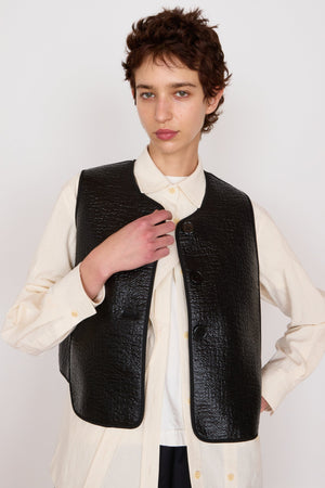 BILLIE VEST | BLACK PATENT WOOL