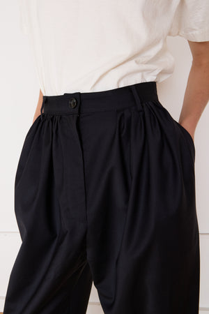 BRANDON PANT | BLACK WOOL SUTING