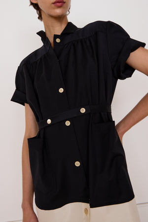 MAREN DRESS | BLACK WOOL SUITING