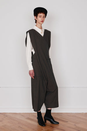 MARS CRISCROSS JUMPSUIT | BLACK & CAMEL GINGHAM SEERSUCKER
