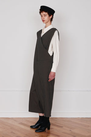 MARS CRISCROSS JUMPSUIT | BLACK & CAMEL GINGHAM SEERSUCKER