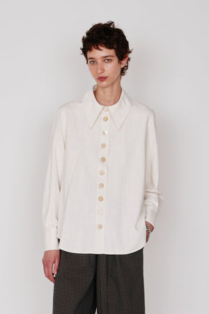 CARISSA SHIRT | CREAM DRAPEY RIPSTOCK