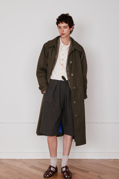 GODFREY TRENCH | OLIVE & COBALT BONDED TWILL – CARON CALLAHAN