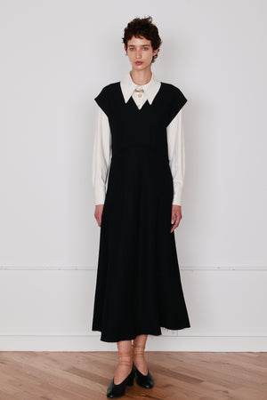 ENZO DRESS | BLACK VISCOE LINEN