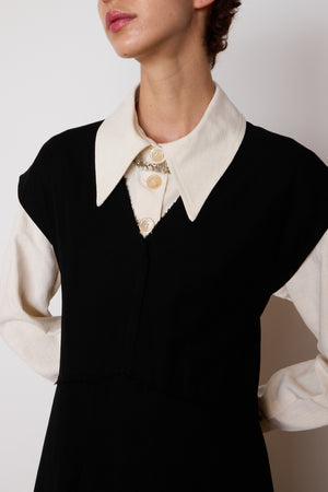 ENZO DRESS | BLACK VISCOE LINEN