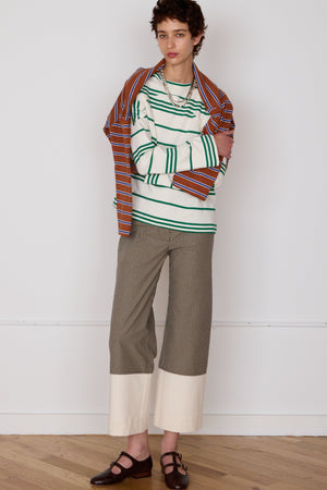 MILO TEE | GREEN & WHITE FRENCH TERRY