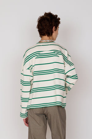 MILO TEE | GREEN & WHITE FRENCH TERRY
