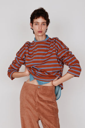 MILO TEE | AUBURN & BLUE STRIPE