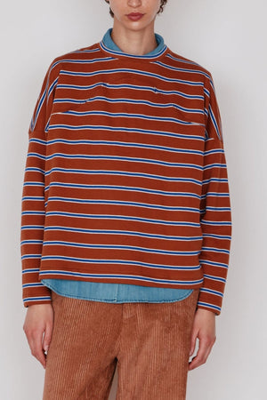 MILO TEE | AUBURN & BLUE STRIPE