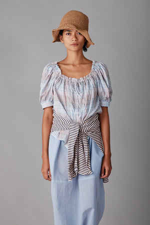 ELAINA SHIRT | BLUE AND WHITE MULTI PLAID