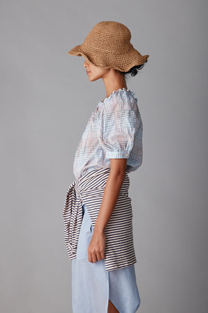 ELAINA SHIRT | BLUE AND WHITE MULTI PLAID