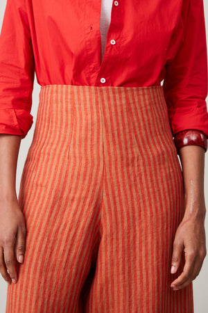 ELLIS PANT | TOMATO LINEN STRIPE