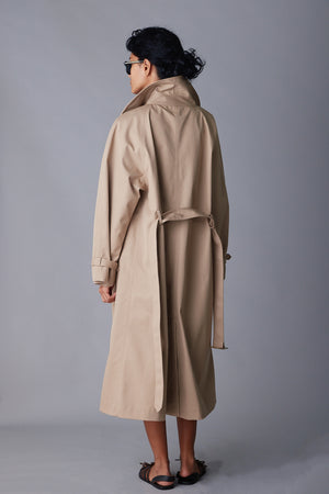 GINNY TRENCH | KHAKI & RED BONDED TWILL