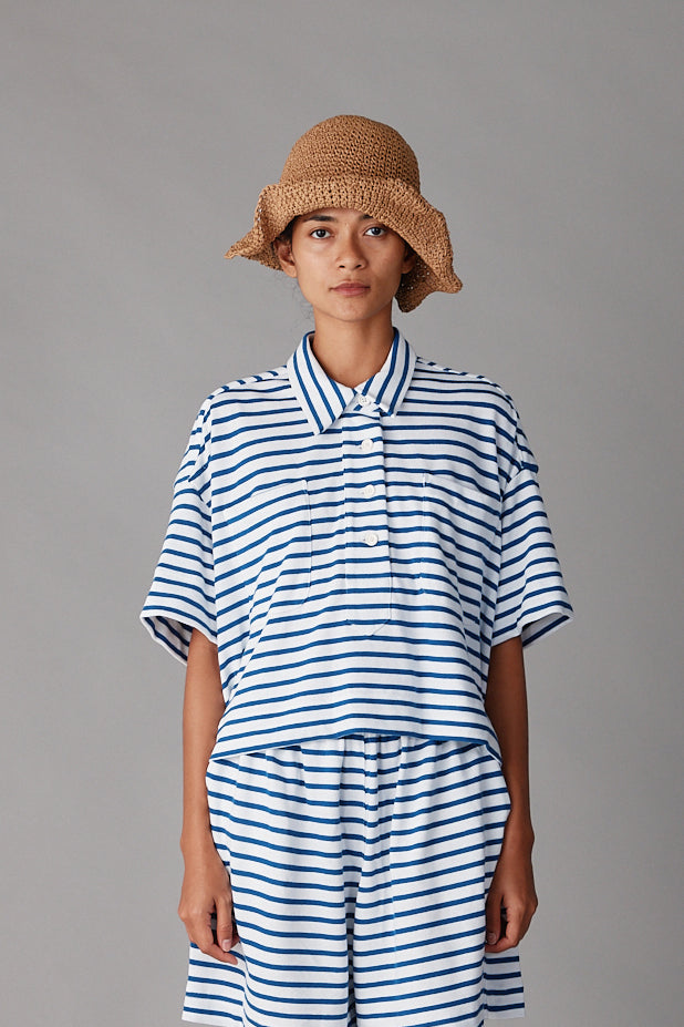 caron callahan ISSA TOP Blue & White Stripe Jersey