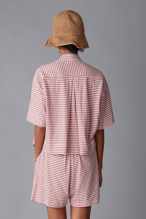 ISSA TOP | PINK FINE STRIPE JERSEY