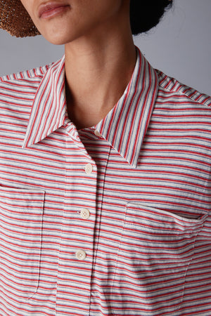 ISSA TOP | PINK FINE STRIPE JERSEY