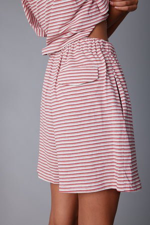 OLIVIA SHORT | PINK FINE STRIPE JERSEY