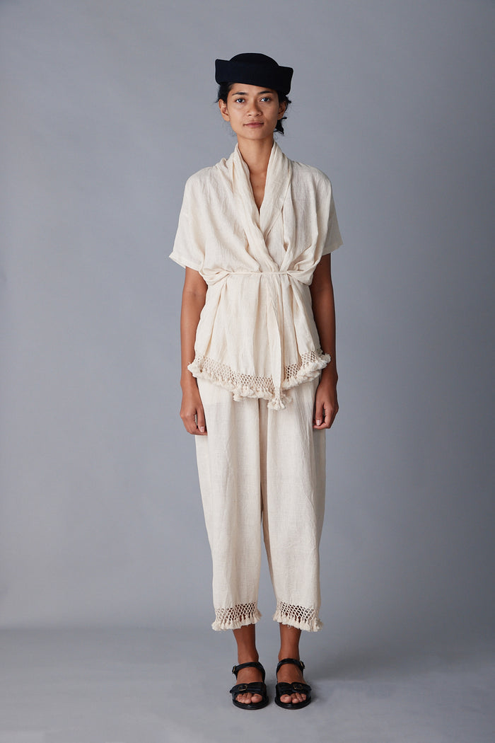 caron callahan NORA PANT Fringe Cotton Khadi