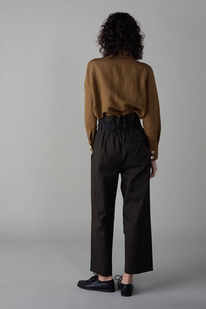 CARISSA SHIRT | BROWN DRAPEY LINEN VISCOSE