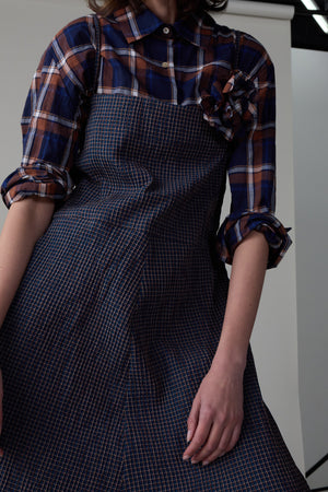 MALI JUMPSUIT | NAVY CHECK DOUBLE CLOTH