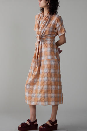 JULIEN DRESS | PEACH PLAID