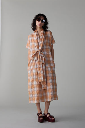 JULIEN DRESS | PEACH PLAID