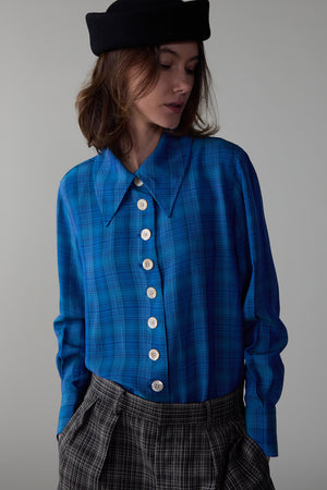 CARISSA SHIRT | TEAL VISCOSE PLAID