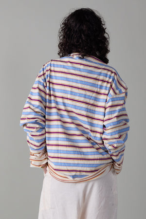 ONA LONG SLEEVE | WINE & BLUE VARIEGATED STRIPE