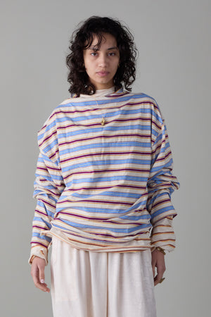 ONA LONG SLEEVE | WINE & BLUE VARIEGATED STRIPE