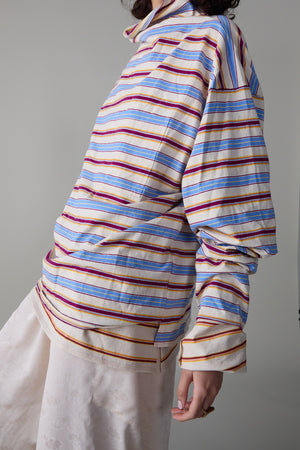 ONA LONG SLEEVE | WINE & BLUE VARIEGATED STRIPE