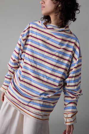 ONA LONG SLEEVE | WINE & BLUE VARIEGATED STRIPE