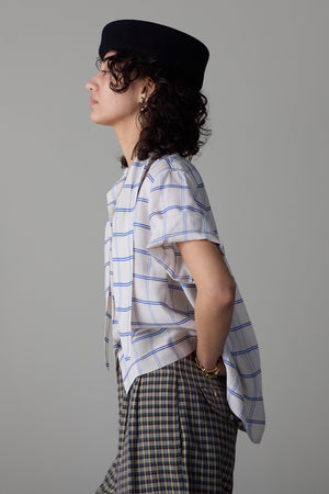 WESLEY SHIRT | CREAM & BLUE WINDOWPANE