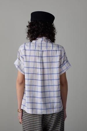 WESLEY SHIRT | CREAM & BLUE WINDOWPANE