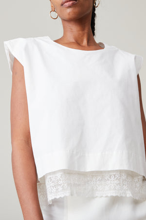 LUCY TOP | WHITE POPLIN LACE