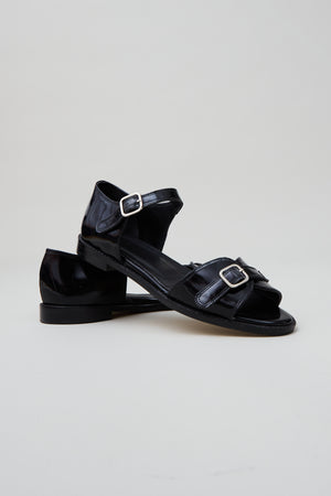 REMY SANDAL | BLACK POLISHED LEATHER