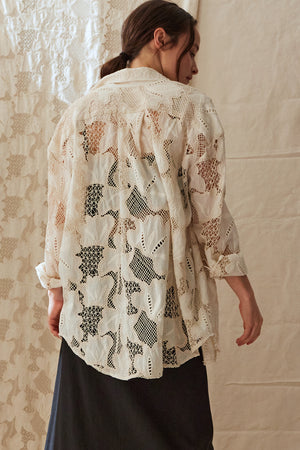 FRANCINE SHIRT | EYELET FLORAL LATTICE