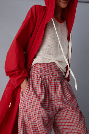 NORA PANT | RED MICRO PLAID