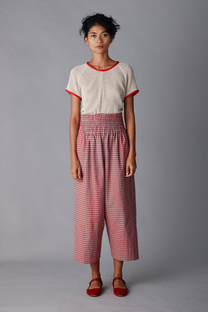 NORA PANT | RED MICRO PLAID
