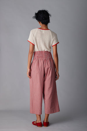 NORA PANT | RED MICRO PLAID