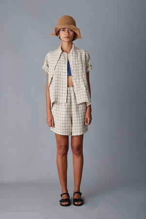 WESLEY SHIRT | CREAM WINDOWPANE PLAID