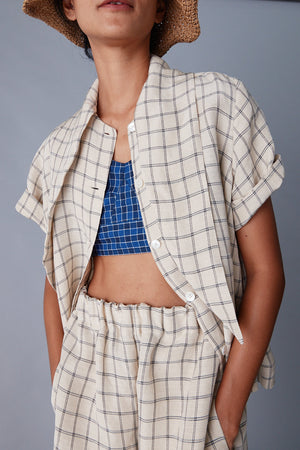 WESLEY SHIRT | CREAM WINDOWPANE PLAID